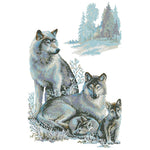 Wolf Family 14CT Stamped Cross Stitch Embroidery Canvas Needlework  D405