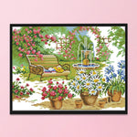 14CT Stamped Needlework DIY Garden Art Cross Stitch Kits 35 X 28cm  F379