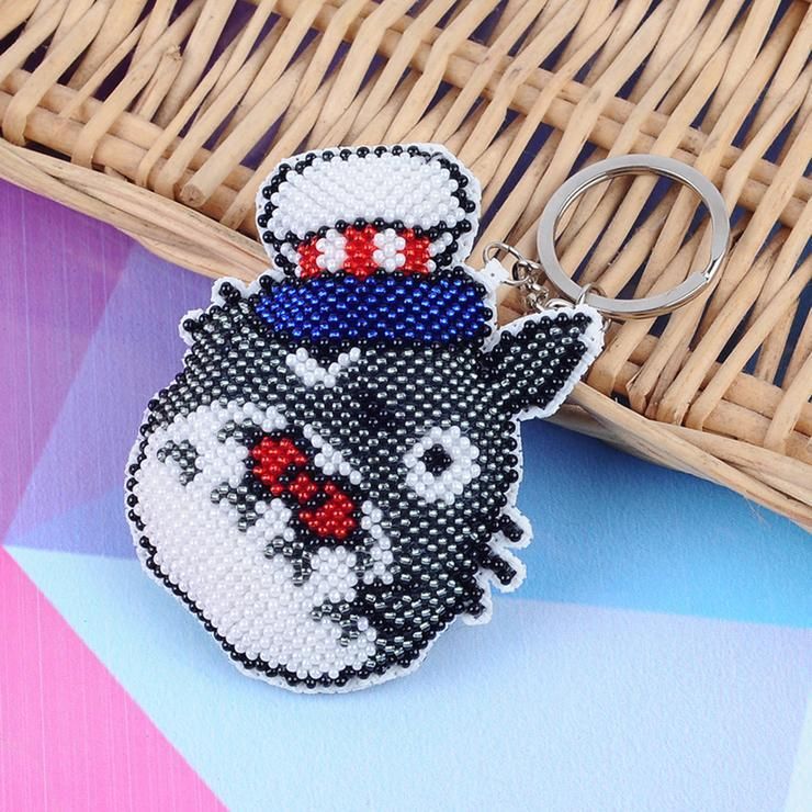 Bead Embroidery Keychain - Chinchilla