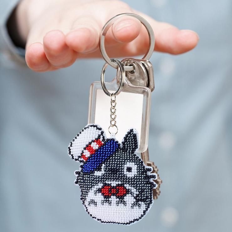 Bead Embroidery Keychain - Chinchilla