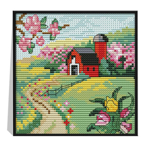 14CT Stamped Cross Stitch Kit Spring Scenery Needlework Embroidery  F718