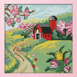 14CT Stamped Cross Stitch Kit Spring Scenery Needlework Embroidery  F718