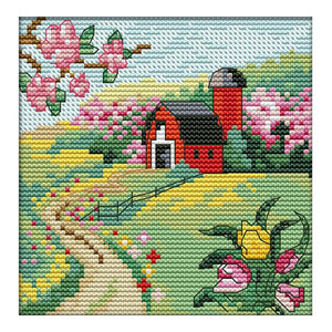 14CT Stamped Cross Stitch Kit Spring Scenery Needlework Embroidery  F718