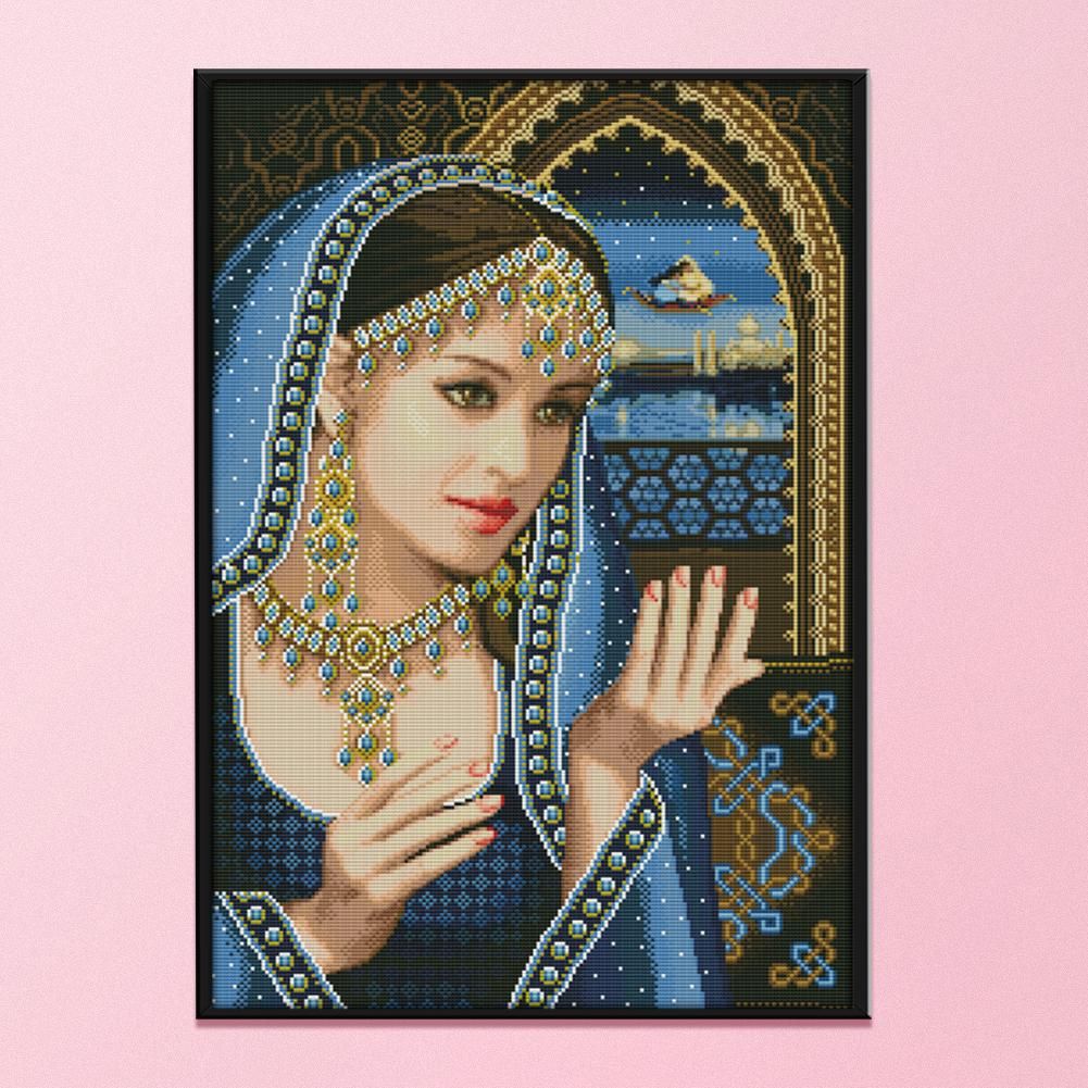 Indian Beauty 1  Cross Stitch Kit 14CT Stamped Canvas Needlework  R261