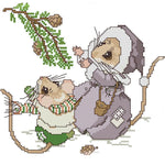 Christmas Mouse Cross Stitch Kits 14CT Stamped Embroidery DIY Crafts  C875