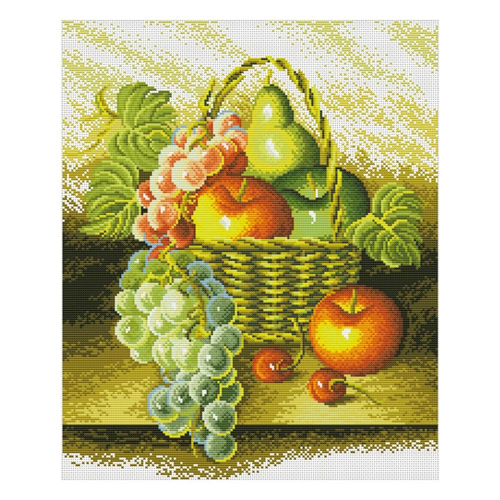 Fruit Harvest Stamped Cross Stitch Kit 11CT Embroidery Set  Basket 0659