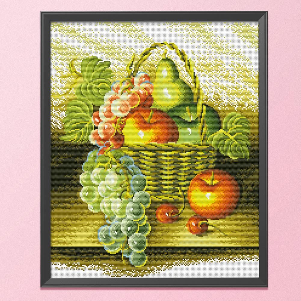 Fruit Harvest Stamped Cross Stitch Kit 11CT Embroidery Set  Basket 0659