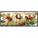 (182*61cm)11CT Stamped Cross Stitch - Eight Fine Horses