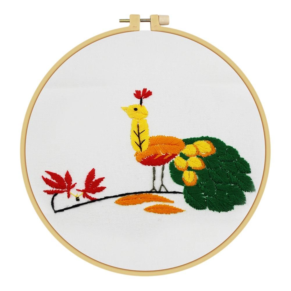 (25*25cm)Embroidery Kit - Leaf Peafowl