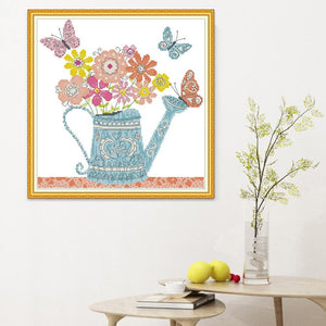 (32*33cm)14ct Stamped Cross Stitch - Flowers