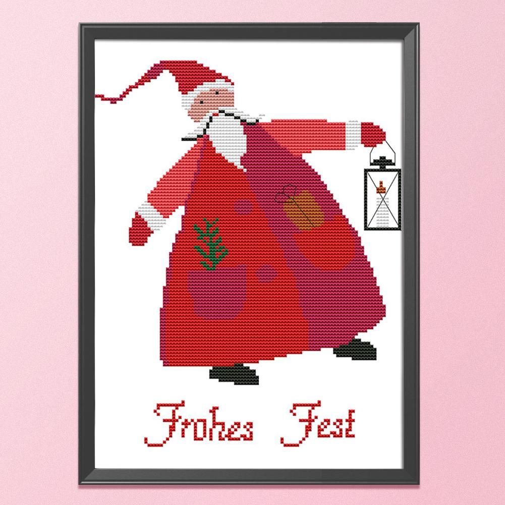 Christmas Santa Cross Stitch 14CT Stamped Embroidery DIY Crafts  C937