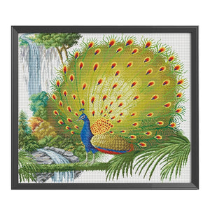 Peacock Animal 3 Strand 11CT Stamped Cross Stitch DIY Set  Full Tail 0262