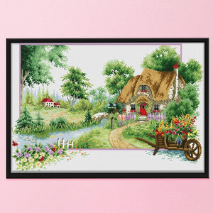 Country House Scenery 3 Strand 11CT Stamped Cross Stitch Kit  Summer 0148