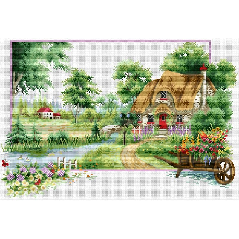 Country House Scenery 3 Strand 11CT Stamped Cross Stitch Kit  Summer 0148