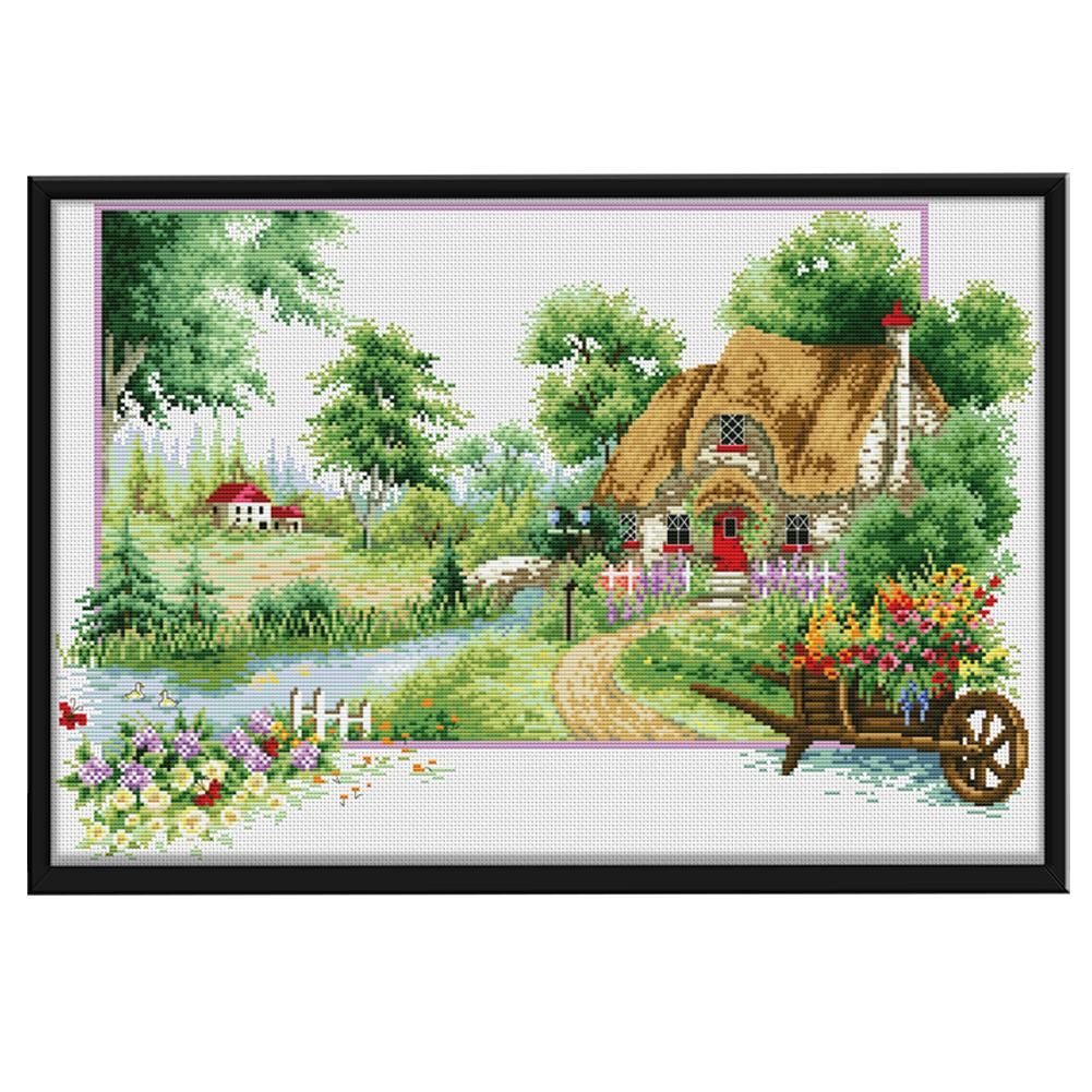 Country House Scenery 3 Strand 11CT Stamped Cross Stitch Kit  Summer 0148