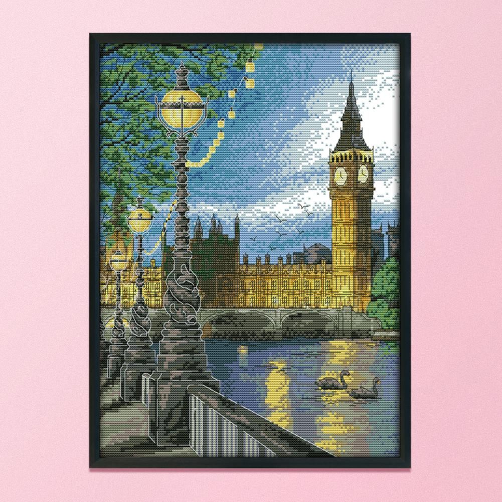 Cross Stitch 14CT Stamp Needlework Embroidery DIY London Bell Tower  F162