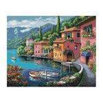 14CT Stamped Cross Stitch Color House by the Water Embroidery Craft  FA064