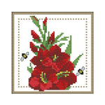 12 Months Flower Cross Stitch Printed Canvas DIY Needlework  August H430