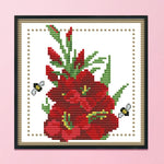 12 Months Flower Cross Stitch Printed Canvas DIY Needlework  August H430