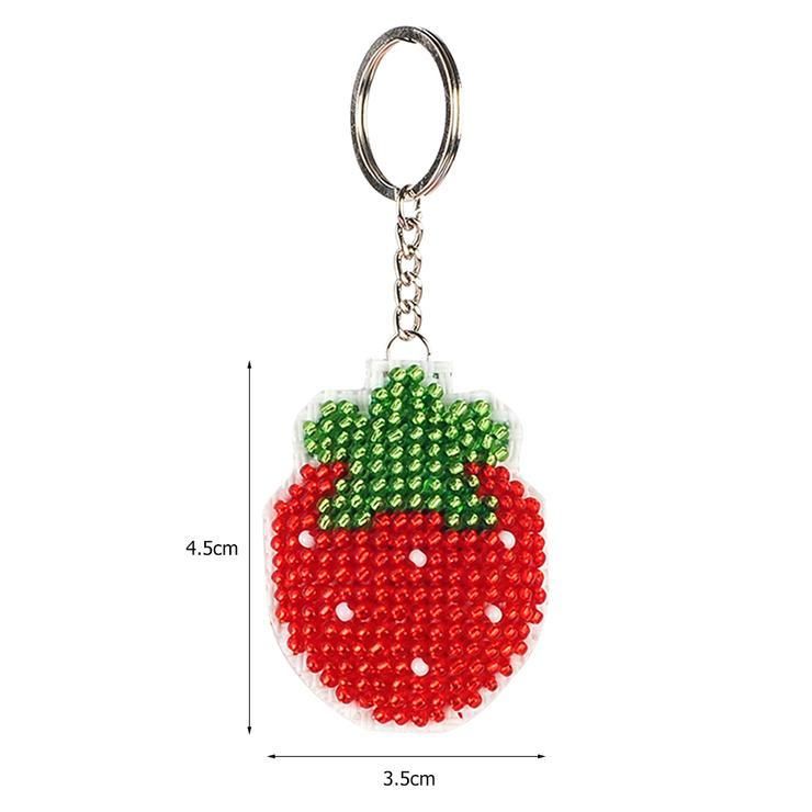 Bead Embroidery Keychain - Strawberry