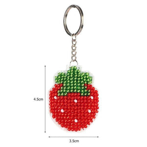 Bead Embroidery Keychain - Strawberry