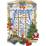 Christmas Window Cross Stitch 14CT Canvas Count Print Needlework Set (F501)