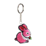 Bead Embroidery Keychain - Pink Rabbit