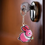 Bead Embroidery Keychain - Pink Rabbit