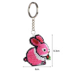 Bead Embroidery Keychain - Pink Rabbit