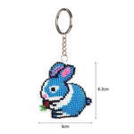 Bead Embroidery Keychain - Blue Rabbit