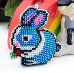 Bead Embroidery Keychain - Blue Rabbit