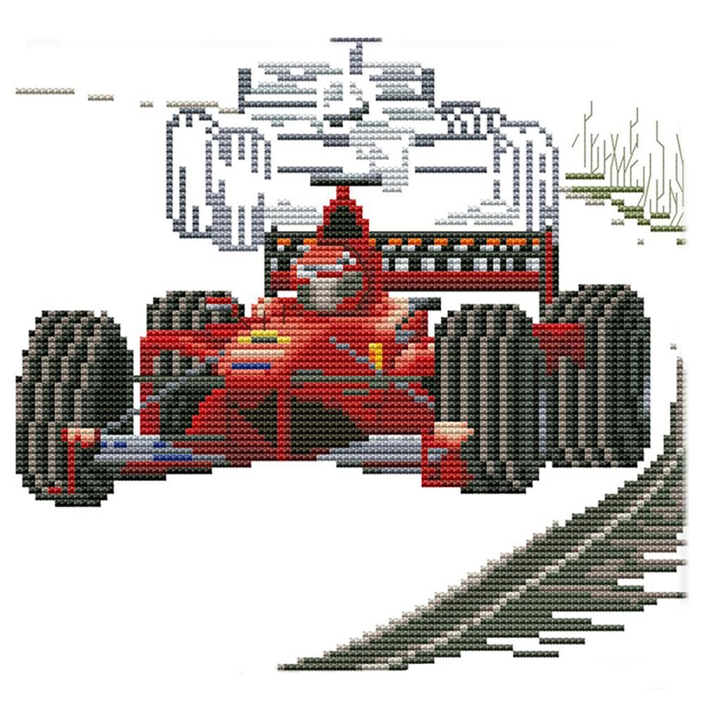 Racing Sports Stamped Fabric Cross Stitch Kit 14CT Embroidery  Car RA111