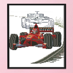 Racing Sports Stamped Fabric Cross Stitch Kit 14CT Embroidery  Car RA111