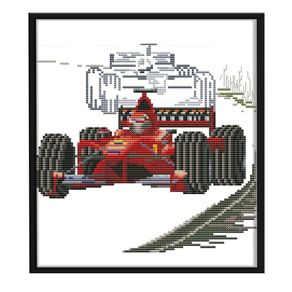 Racing Sports Stamped Fabric Cross Stitch Kit 14CT Embroidery  Car RA111