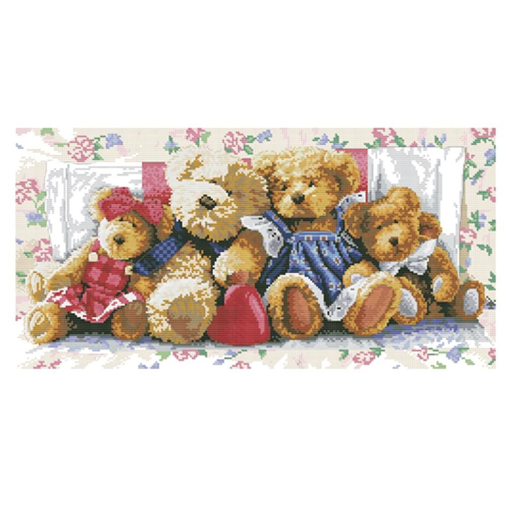 11CT Stamped Cross Stitch Kits DIY Happy Family Needlework Decor  0098