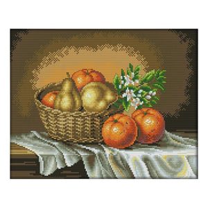 Basket Orange 14CT Stamped Cotton Thread Cross Stitch Needlework Set  J142