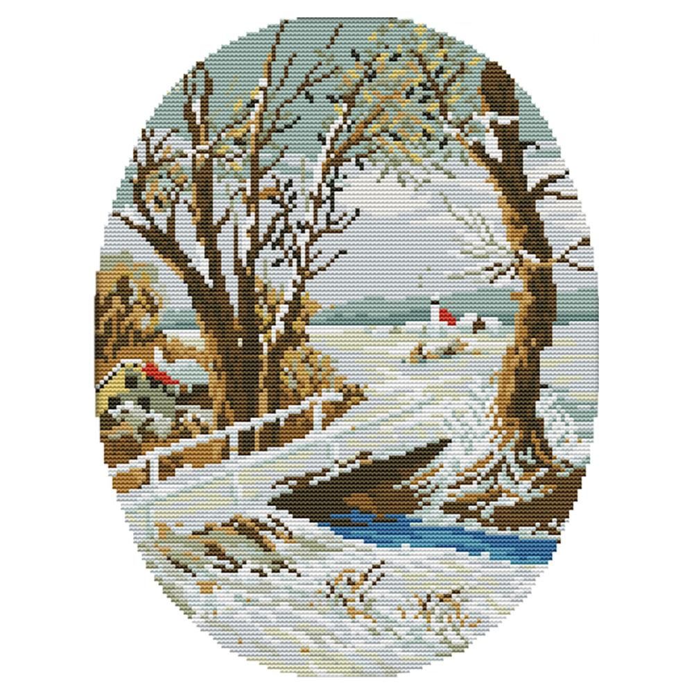 Cross Stitch Kits DIY Winter 14CT Stamped Needlework 29 X 36cm  F702