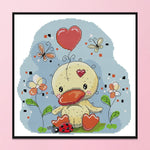 Cartoon Animal Stamped Cross Stitch 14CT Embroidery Set  Duckling KB078