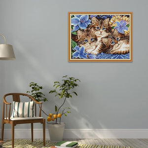 Cats 14CT2 Ecological Cotton Cross Stitch Kit Decorative Needlework (DA426)