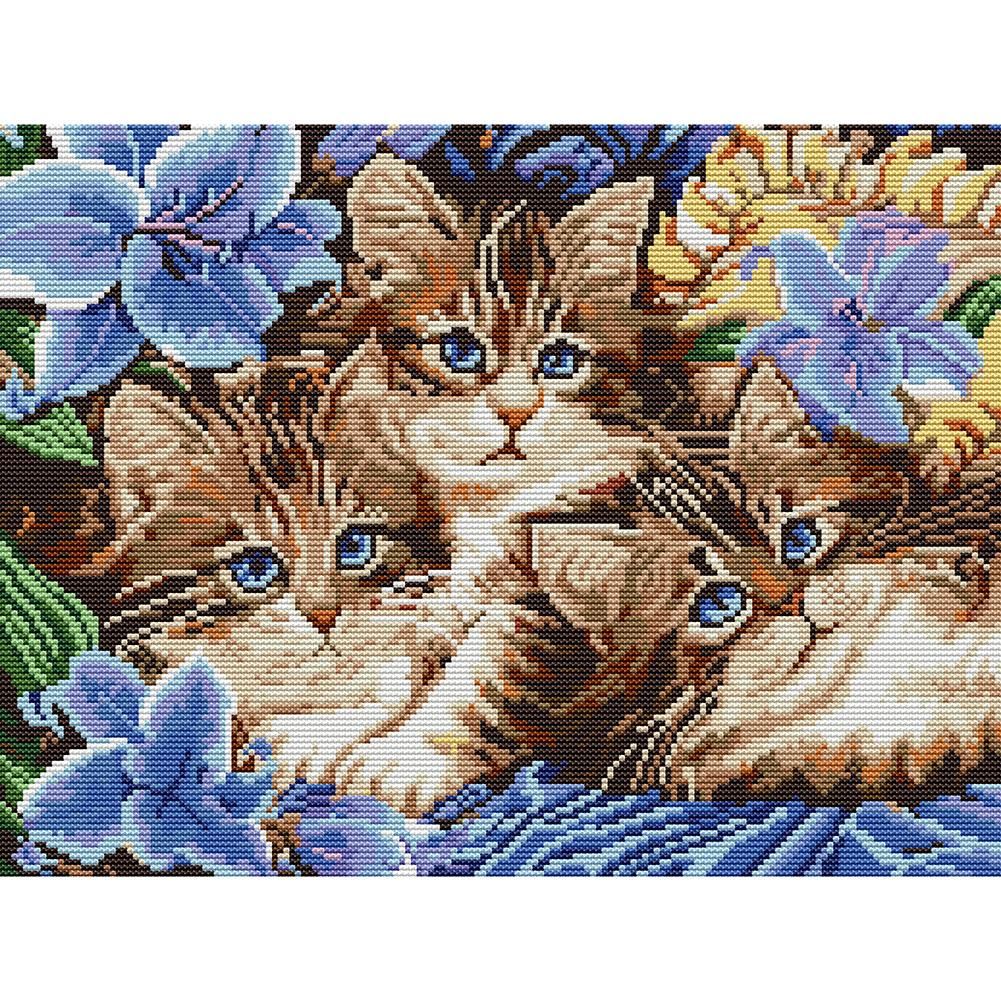 Cats 14CT2 Ecological Cotton Cross Stitch Kit Decorative Needlework (DA426)