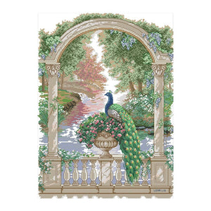 Peacock Cross Stitch 14CT Stamped Animals DIY Needlework  D938 48x36cm