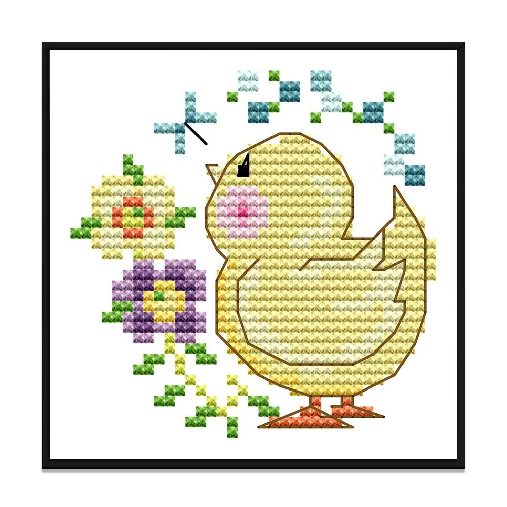 Stamped Cross Stitch Cute Animal 2 Strand 14CT Embroidery Set  Chick KB099