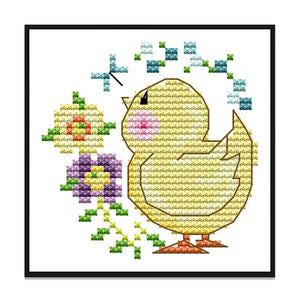 Stamped Cross Stitch Cute Animal 2 Strand 14CT Embroidery Set  Chick KB099