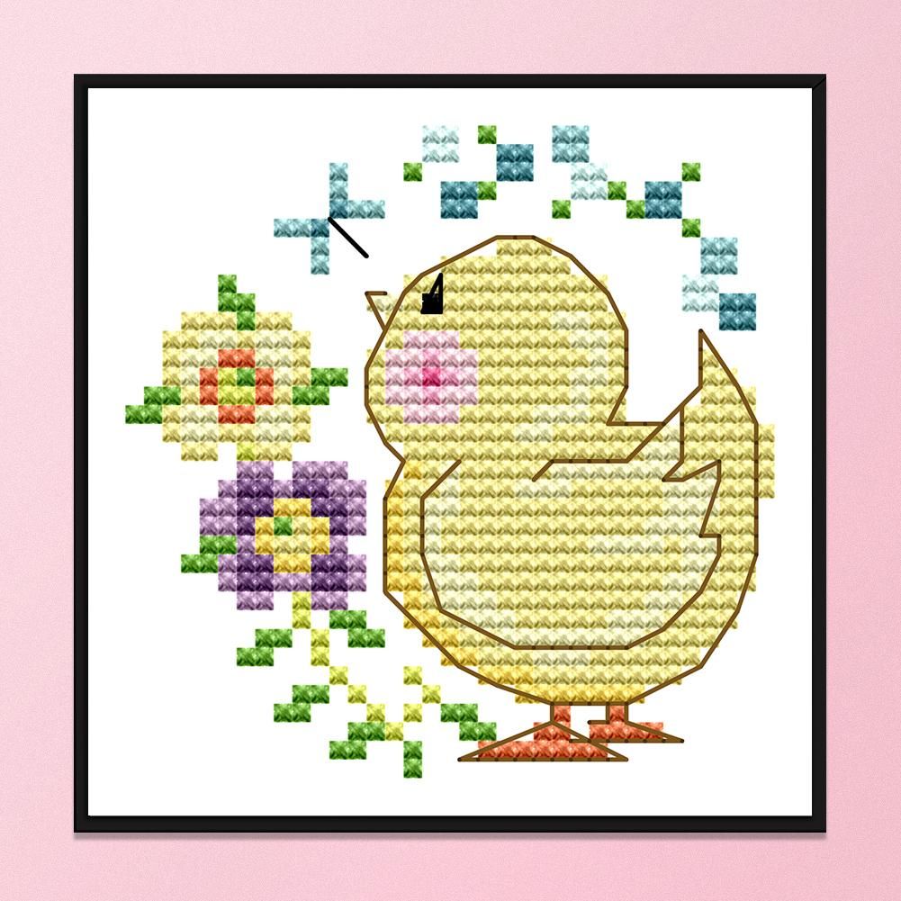 Stamped Cross Stitch Cute Animal 2 Strand 14CT Embroidery Set  Chick KB099