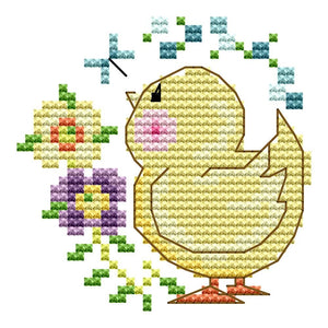 Stamped Cross Stitch Cute Animal 2 Strand 14CT Embroidery Set  Chick KB099