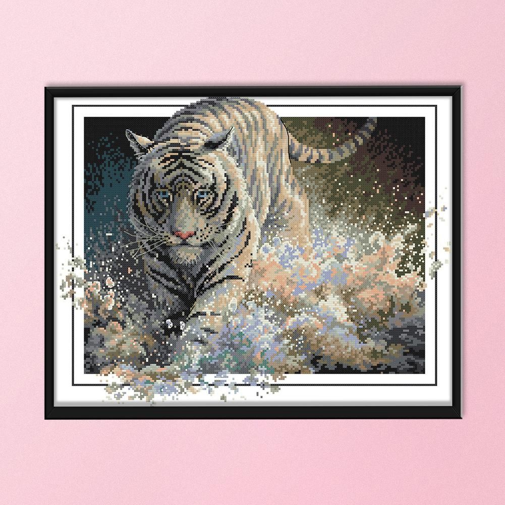 14CT Stamped Cross Stitch Kit Animal Tiger Embroidery Craft  DA259 Tiger