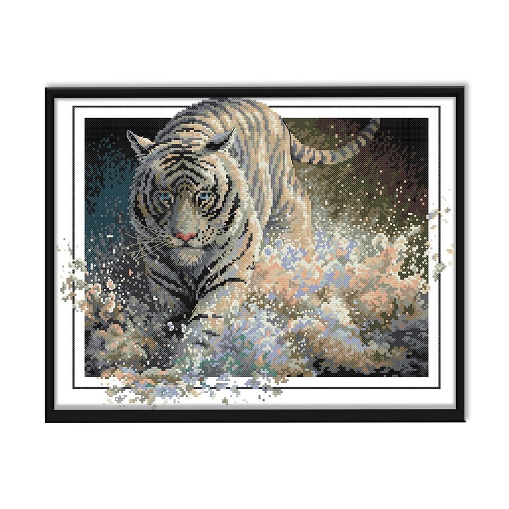 14CT Stamped Cross Stitch Kit Animal Tiger Embroidery Craft  DA259 Tiger