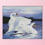 Animal Cross Stitch Embroidery 14CT Stamped Needlework  Two Swan D325