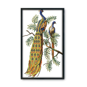 Peacock Cross Stitch 14CT Stamped Animals DIY Needlework  D946 22x36cm