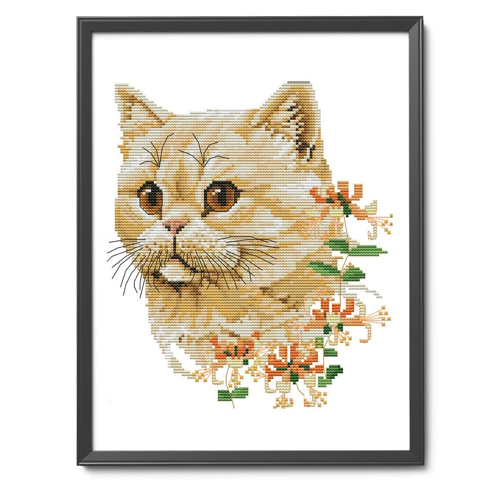 Cross Stitch Kits DIY Cat 14CT Stamped Embroidery 26 X 29cm  DA230